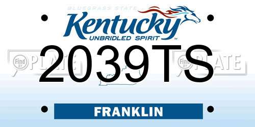 2039TS Kentucky License Plate
