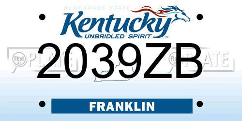 2039ZB Kentucky License Plate