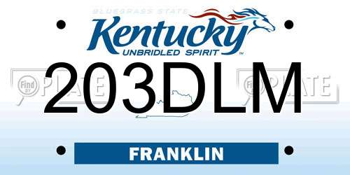 203DLM Kentucky License Plate