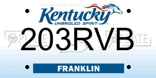 203RVB Kentucky License Plate