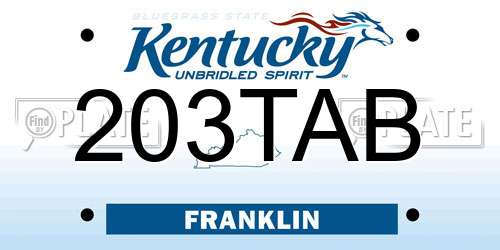 203TAB Kentucky License Plate
