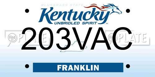 203VAC Kentucky License Plate
