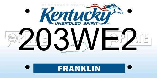 203WE2 Kentucky License Plate