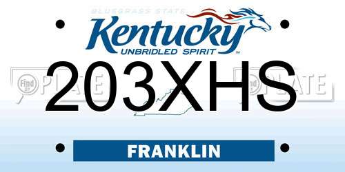 203XHS Kentucky License Plate