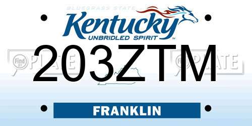 203ZTM Kentucky License Plate