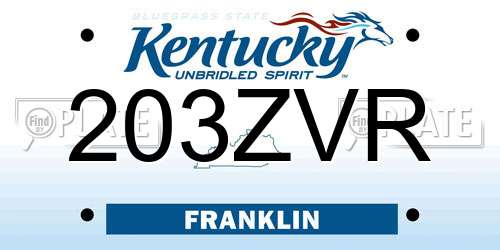 203ZVR Kentucky License Plate