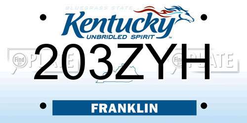 203ZYH Kentucky License Plate