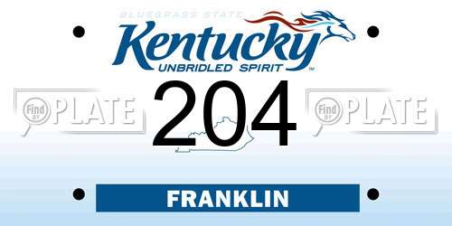 204 Kentucky License Plate