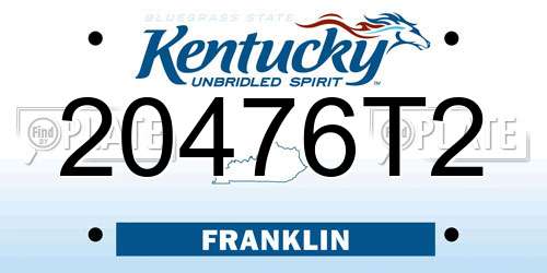 20476T2 Kentucky License Plate
