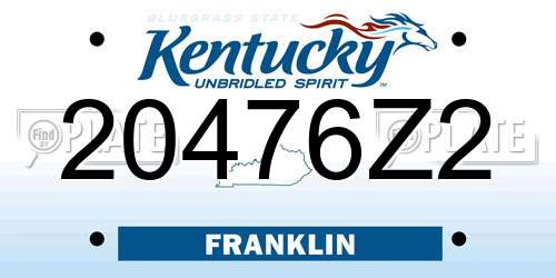 20476Z2 Kentucky License Plate