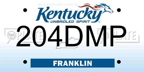 204DMP Kentucky License Plate