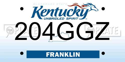 204GGZ Kentucky License Plate