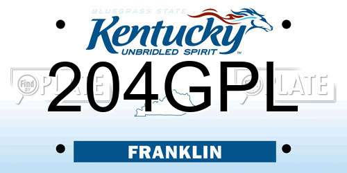 204GPL Kentucky License Plate