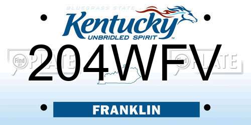 204WFV Kentucky License Plate
