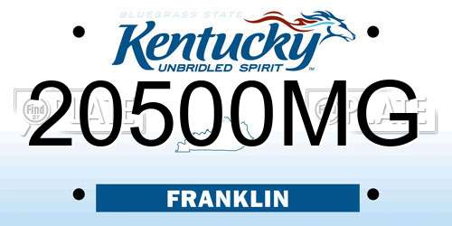 20500MG Kentucky License Plate