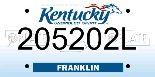 205202L Kentucky License Plate