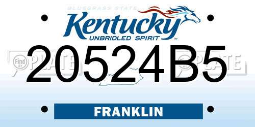 20524B5 Kentucky License Plate