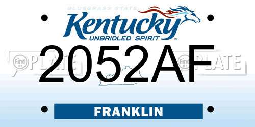 2052AF Kentucky License Plate