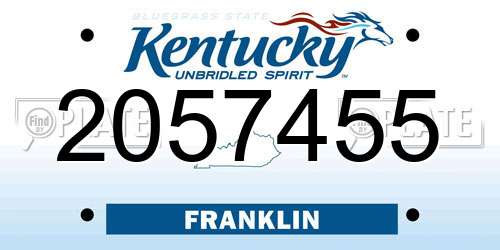 2057455 Kentucky License Plate