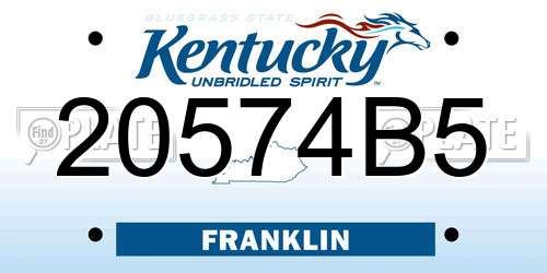 20574B5 Kentucky License Plate