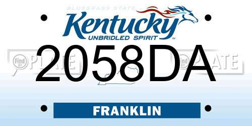 2058DA Kentucky License Plate