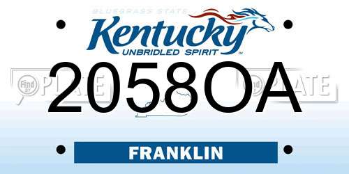 2058OA Kentucky License Plate