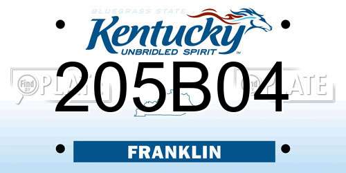 205B04 Kentucky License Plate
