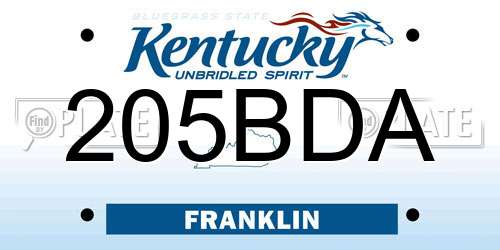 205BDA Kentucky License Plate