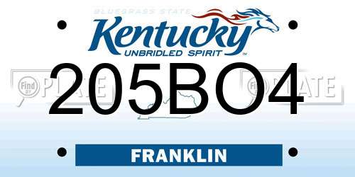 205BO4 Kentucky License Plate