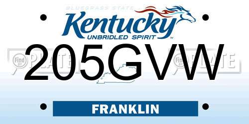 205GVW Kentucky License Plate