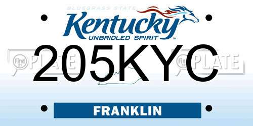 205KYC Kentucky License Plate