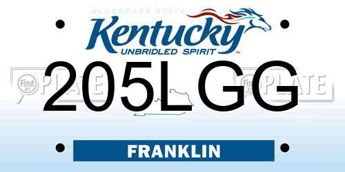 205LGG Kentucky License Plate