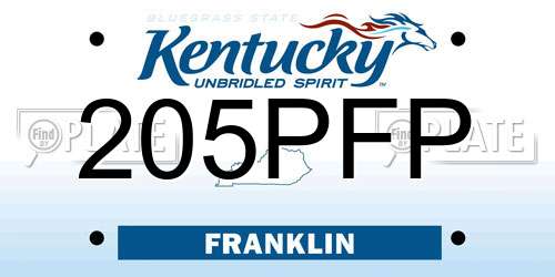 205PFP Kentucky License Plate