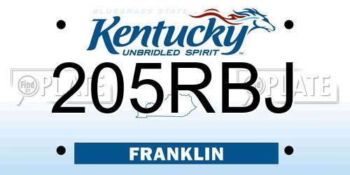 205RBJ Kentucky License Plate