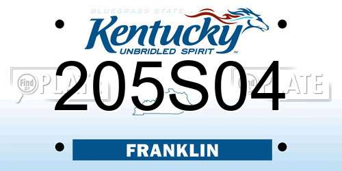 205S04 Kentucky License Plate