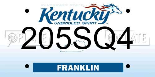 205SQ4 Kentucky License Plate