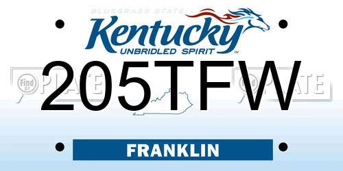 205TFW Kentucky License Plate