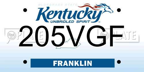 205VGF Kentucky License Plate