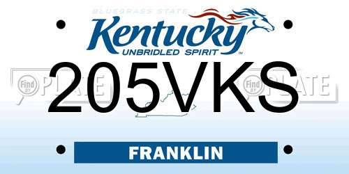 205VKS Kentucky License Plate