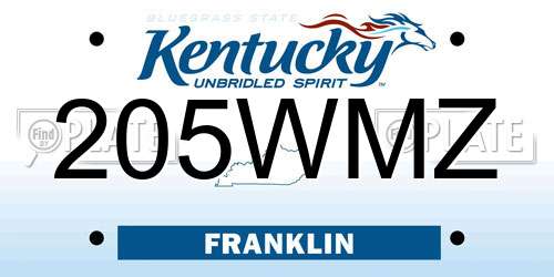 205WMZ Kentucky License Plate