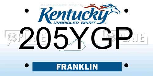 205YGP Kentucky License Plate