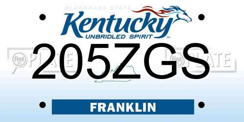 205ZGS Kentucky License Plate