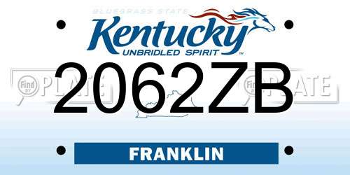 2062ZB Kentucky License Plate