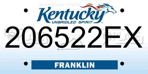 206522EX Kentucky License Plate