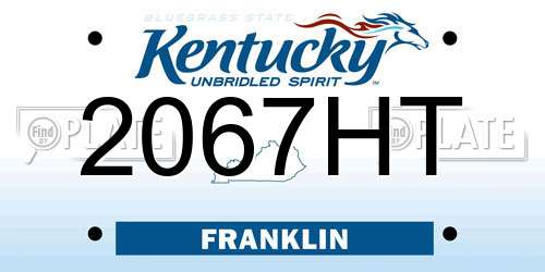 2067HT Kentucky License Plate