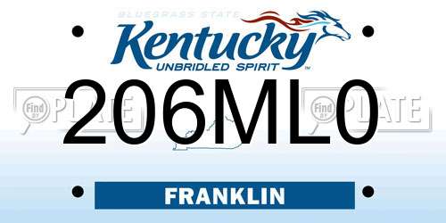 206ML0 Kentucky License Plate