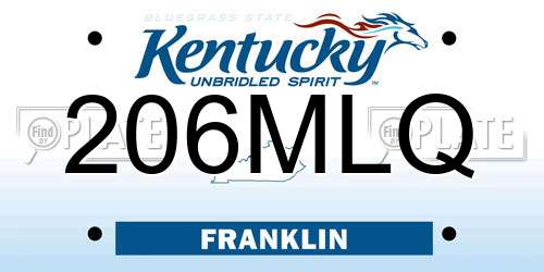206MLQ Kentucky License Plate