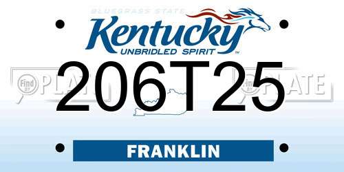 206T25 Kentucky License Plate