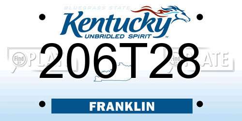 206T28 Kentucky License Plate
