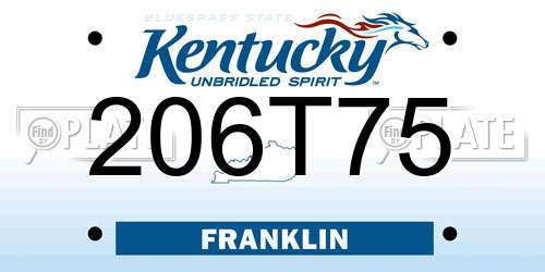 206T75 Kentucky License Plate